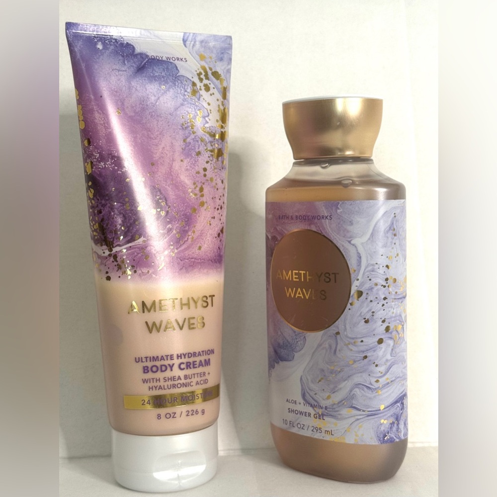 Bath &‎ Body Works Amethyst Waves Purple and Gold Body Cream & Shower Gel